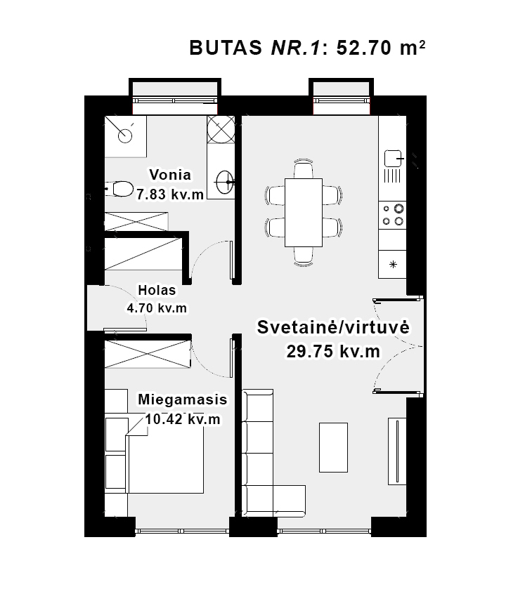 Parduodamas butas Šimkaičių g., Žaliakalnis, Kauno m., Kauno m. sav., 54 m2 ploto, 2 kambariai 20