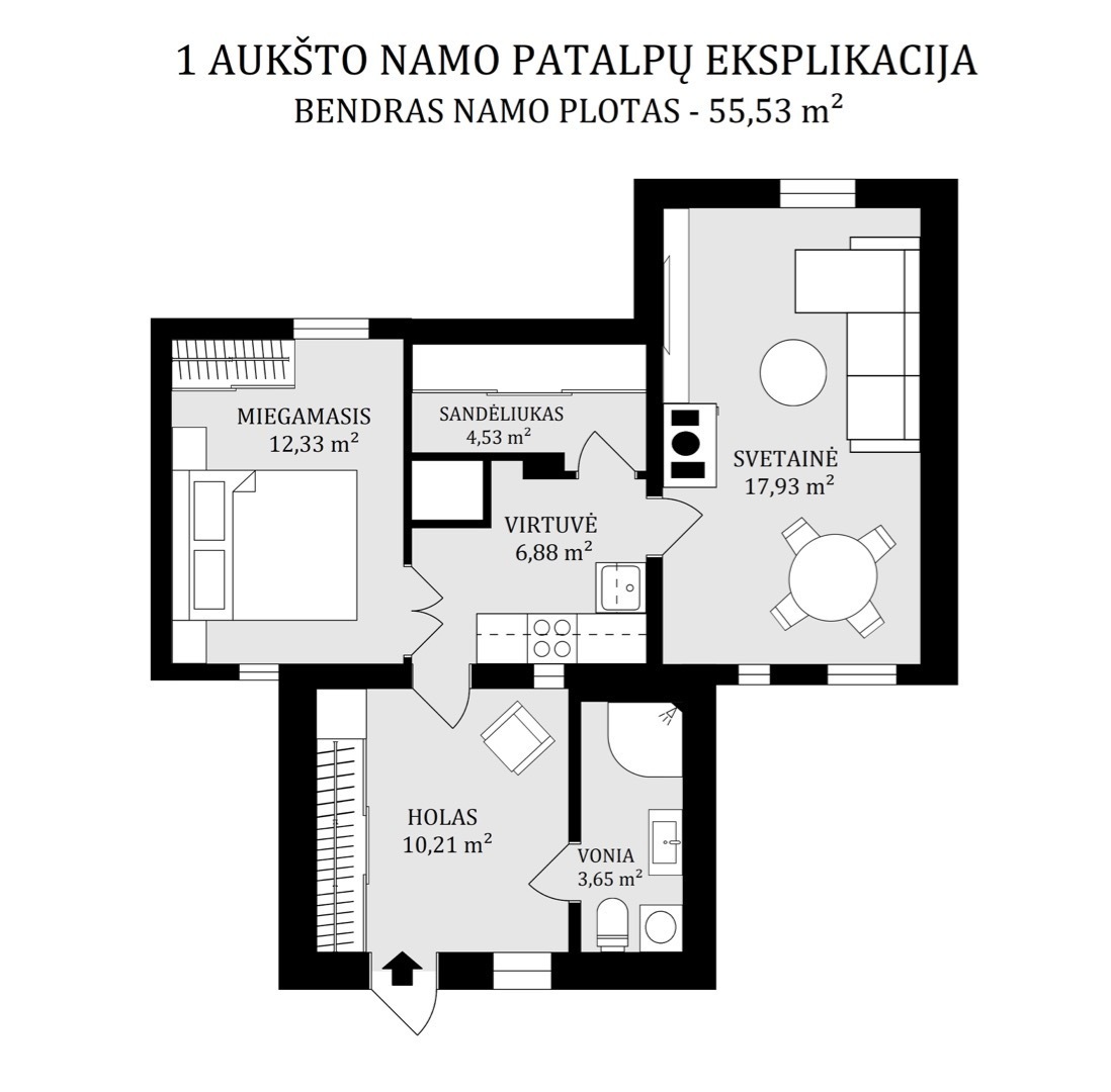 Parduodamas namas Šėtos g., Kėdainių m., Kėdainių r. sav., 55.53 m2 ploto, 1 aukštai 10