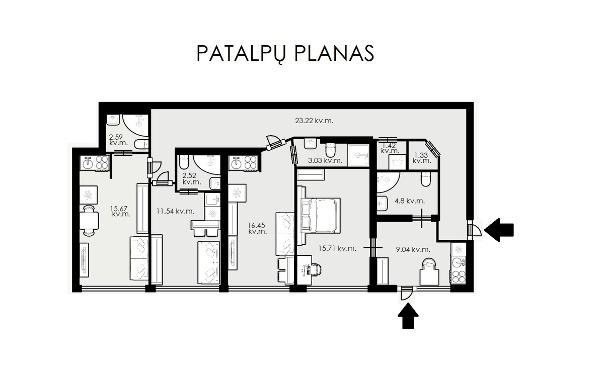 Parduodamas butas Geležinio Vilko g., Naujamiestis, Vilniaus m., Vilniaus m. sav., 113.38 m2 ploto, 4 kambariai 16