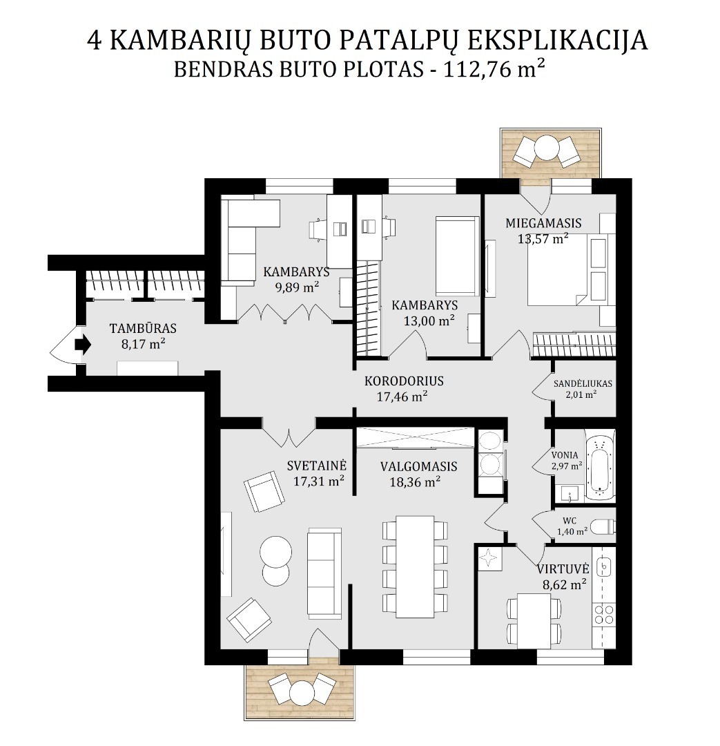 Parduodamas butas A. Goštauto g., Senamiestis, Vilniaus m., Vilniaus m. sav., 112.76 m2 ploto, 5 kambariai 20